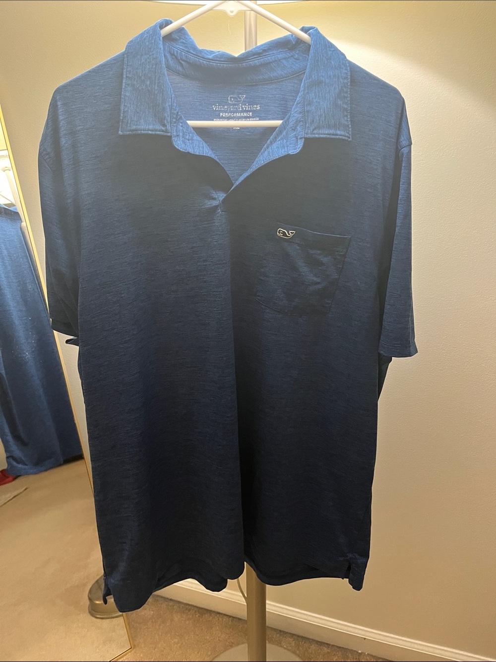 Vineyard Vines Men's Deep Blue Chest Pocket Polo performance xl